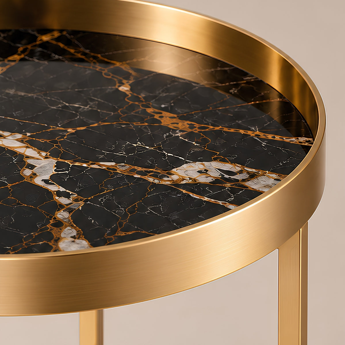 CURVED MARBLE TOP SIDE TABLE