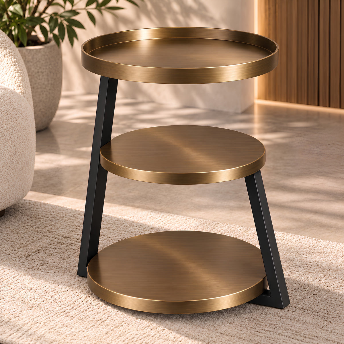 THREE TIER ROUND TRAY SIDE TABLE
