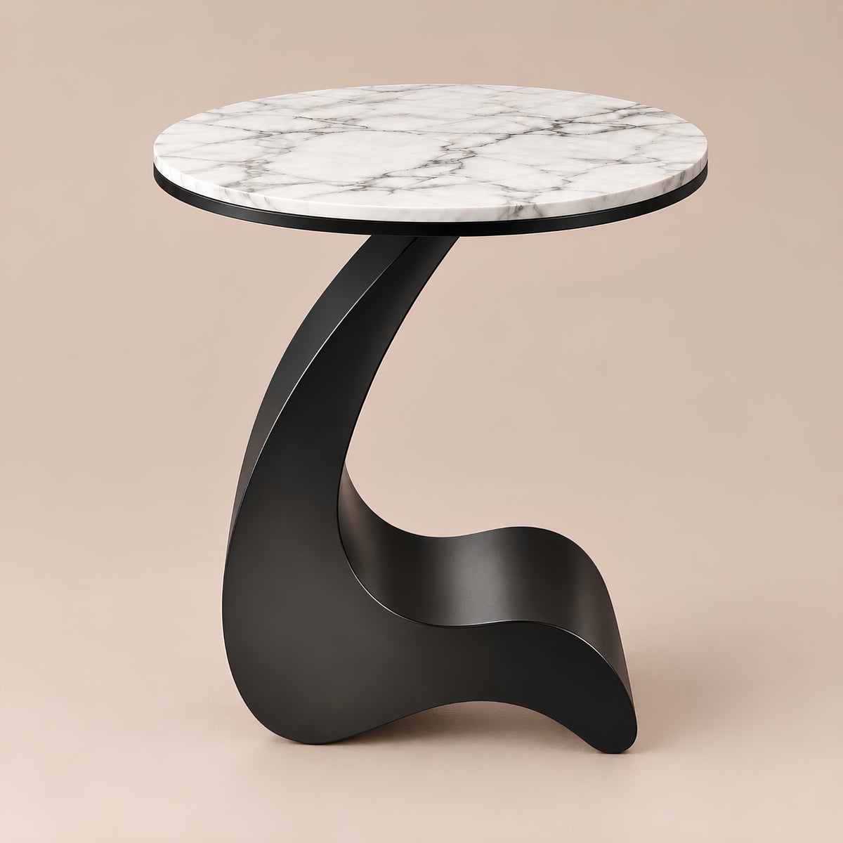 SCULPTURAL BLACK CURVED SIDE TABLE