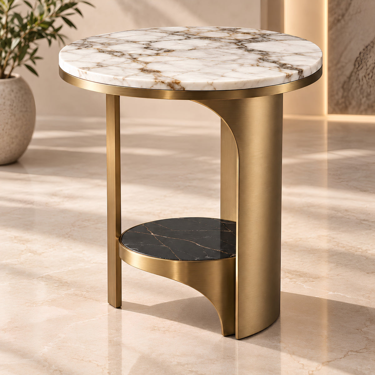 MARBLE ROUND SIDE TABLE