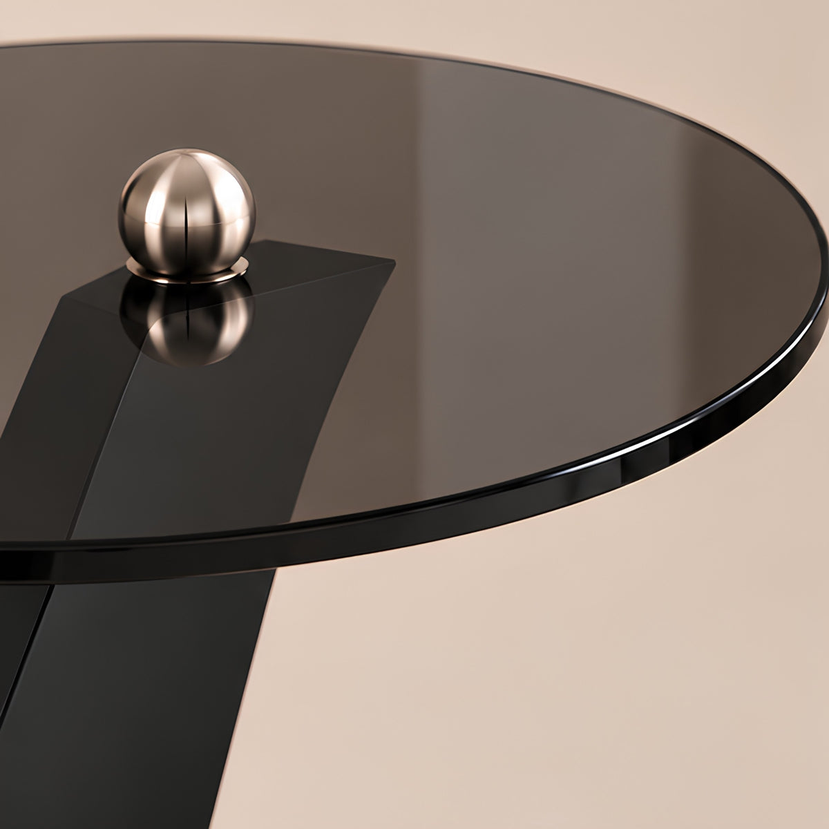 MODERN BLACK GLASS & WOOD SIDE TABLE