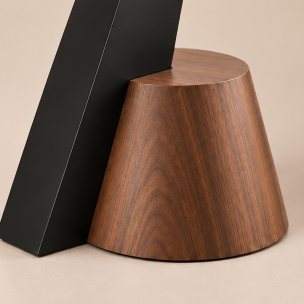 MODERN BLACK GLASS & WOOD SIDE TABLE