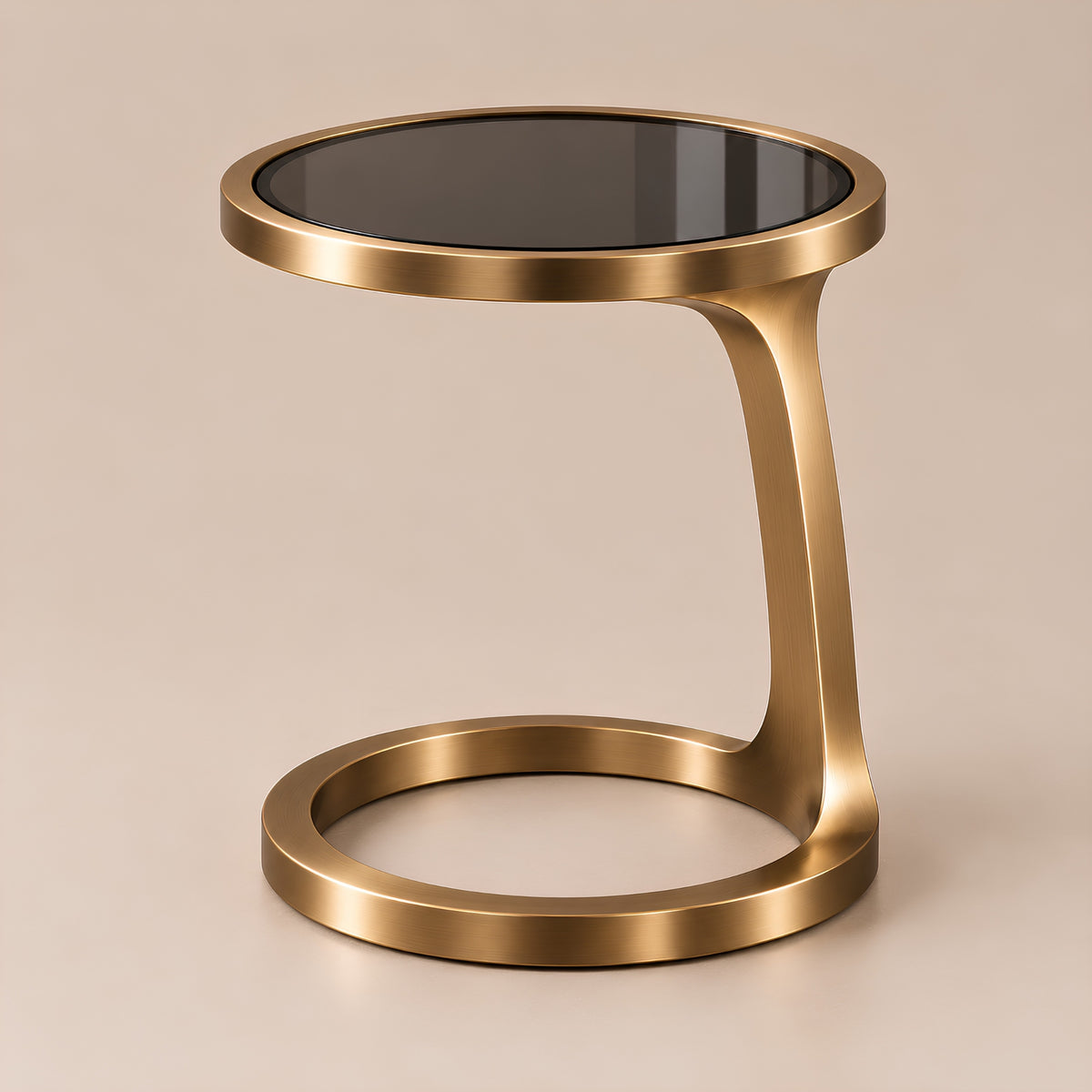 MODERN GOLDEN ROUND GLASS SIDE TABLE