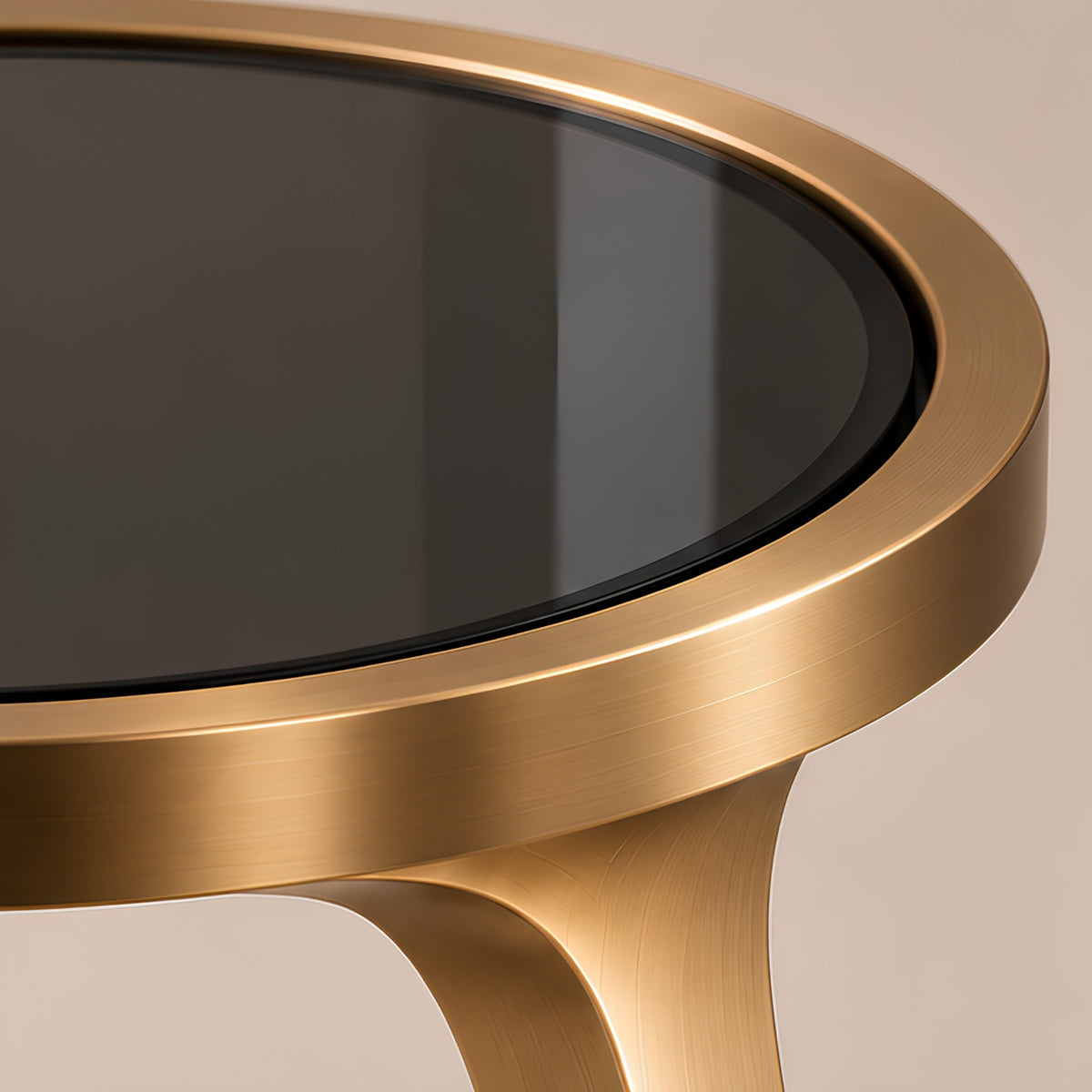 MODERN GOLDEN ROUND GLASS SIDE TABLE
