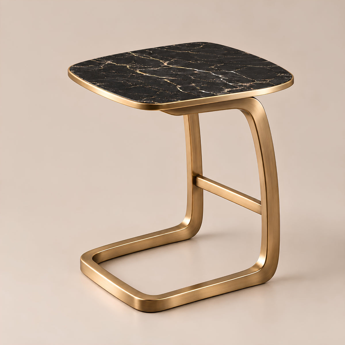 SIDE TABLE WITH BLACK MARBLE TOP