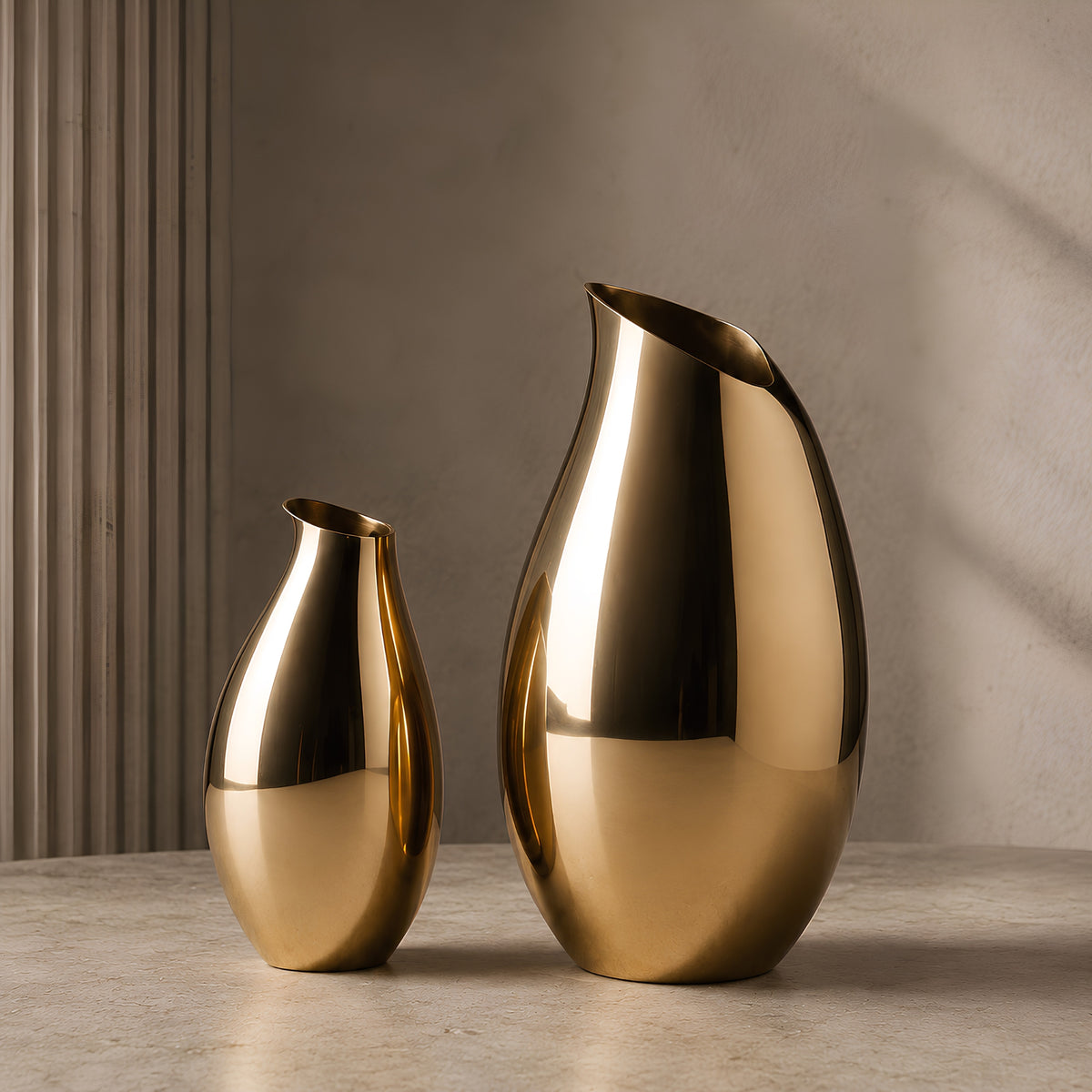 CURVED NECK METALLIC DECORATIVE VASE SET