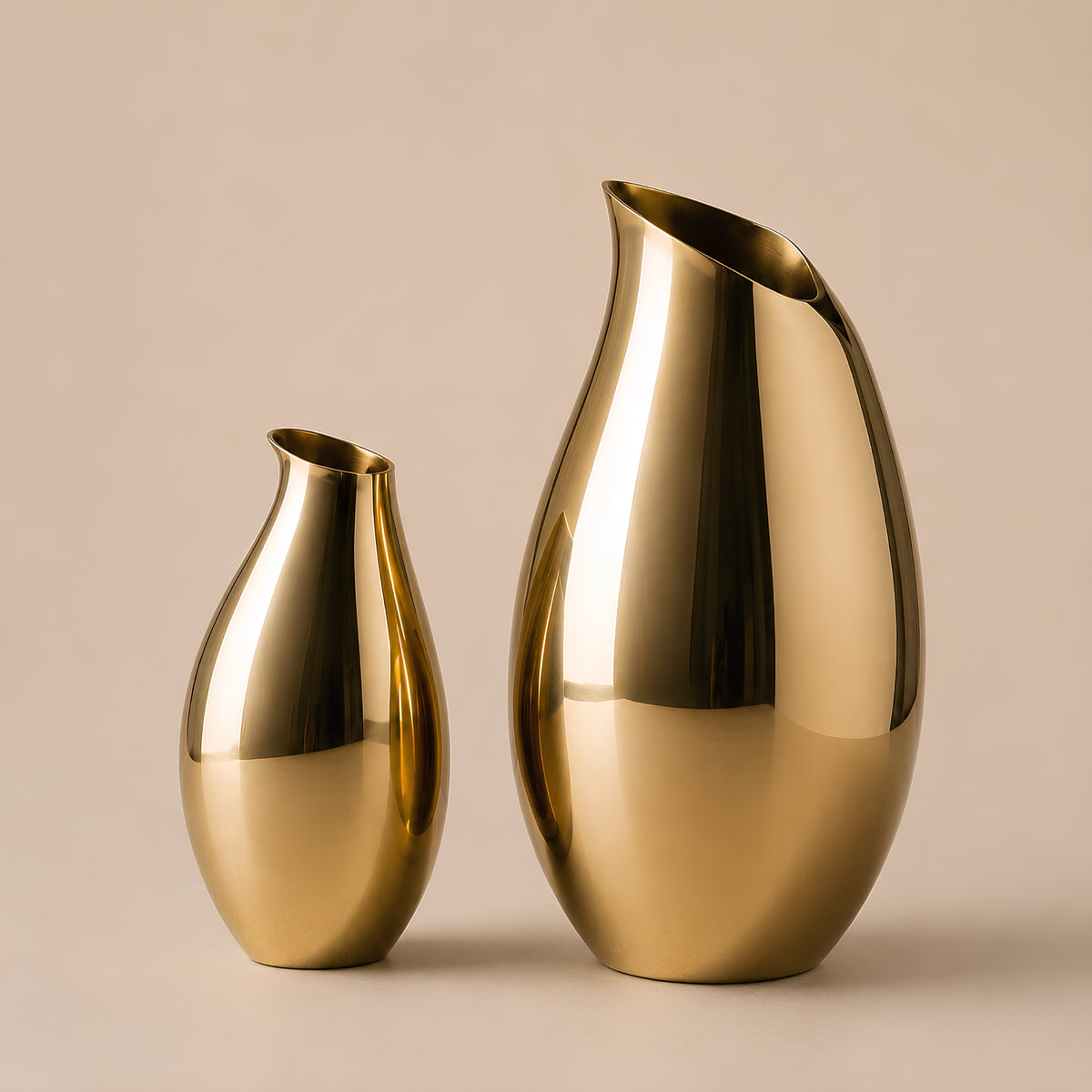 CURVED NECK METALLIC DECORATIVE VASE SET