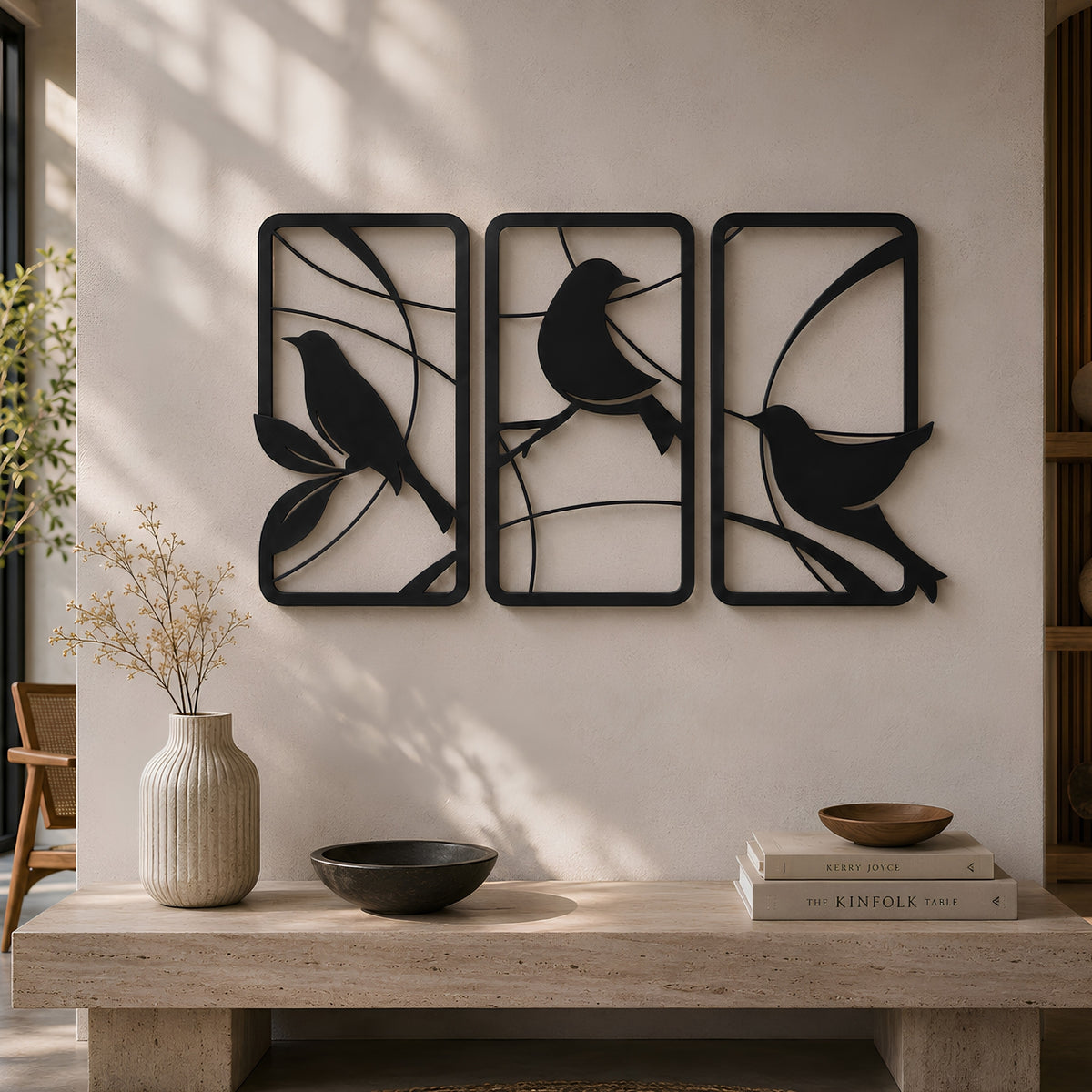 TRIPLE BIRD SILHOUETTE WALL DECOR