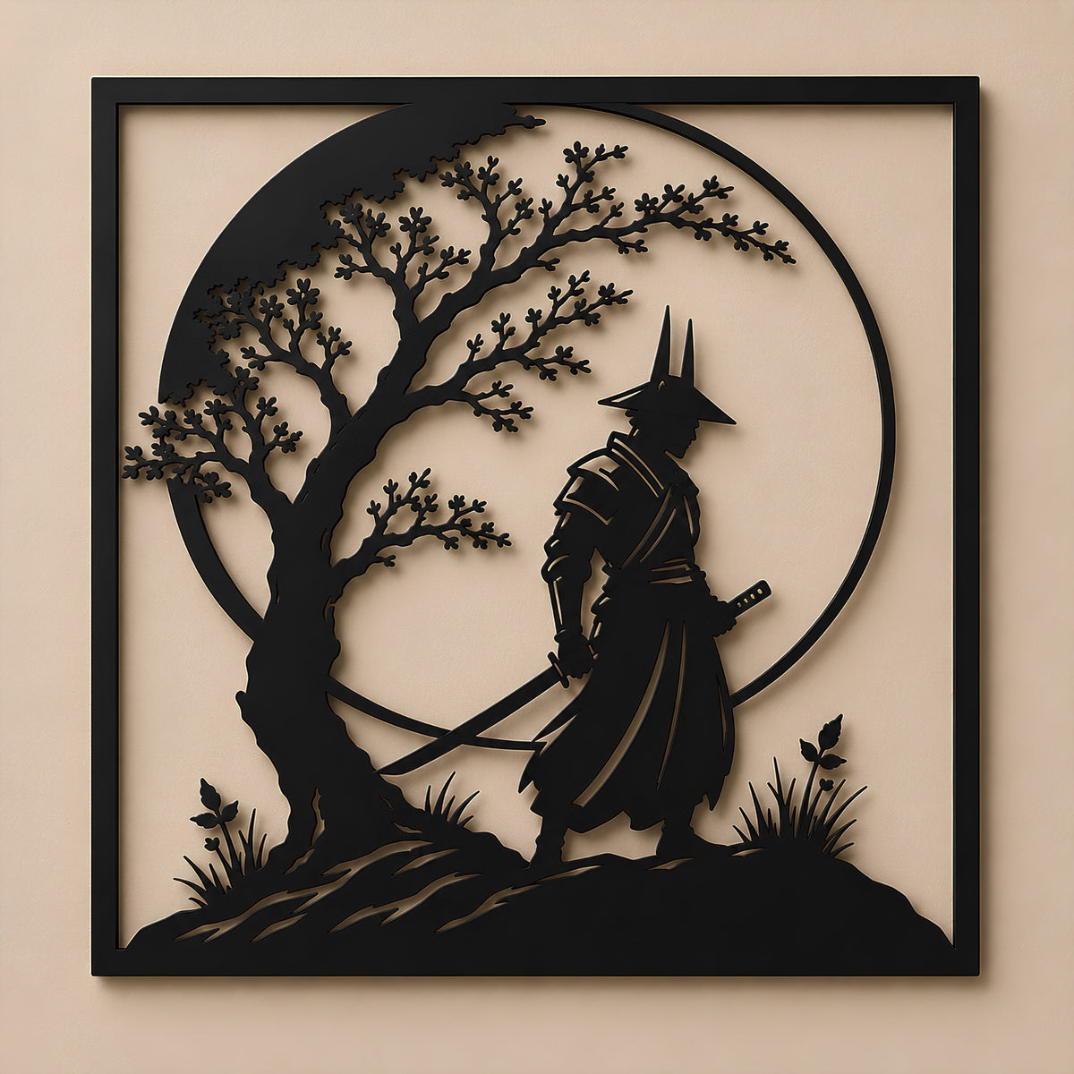SAMURAI & TREE SILHOUETTE WALL DECOR