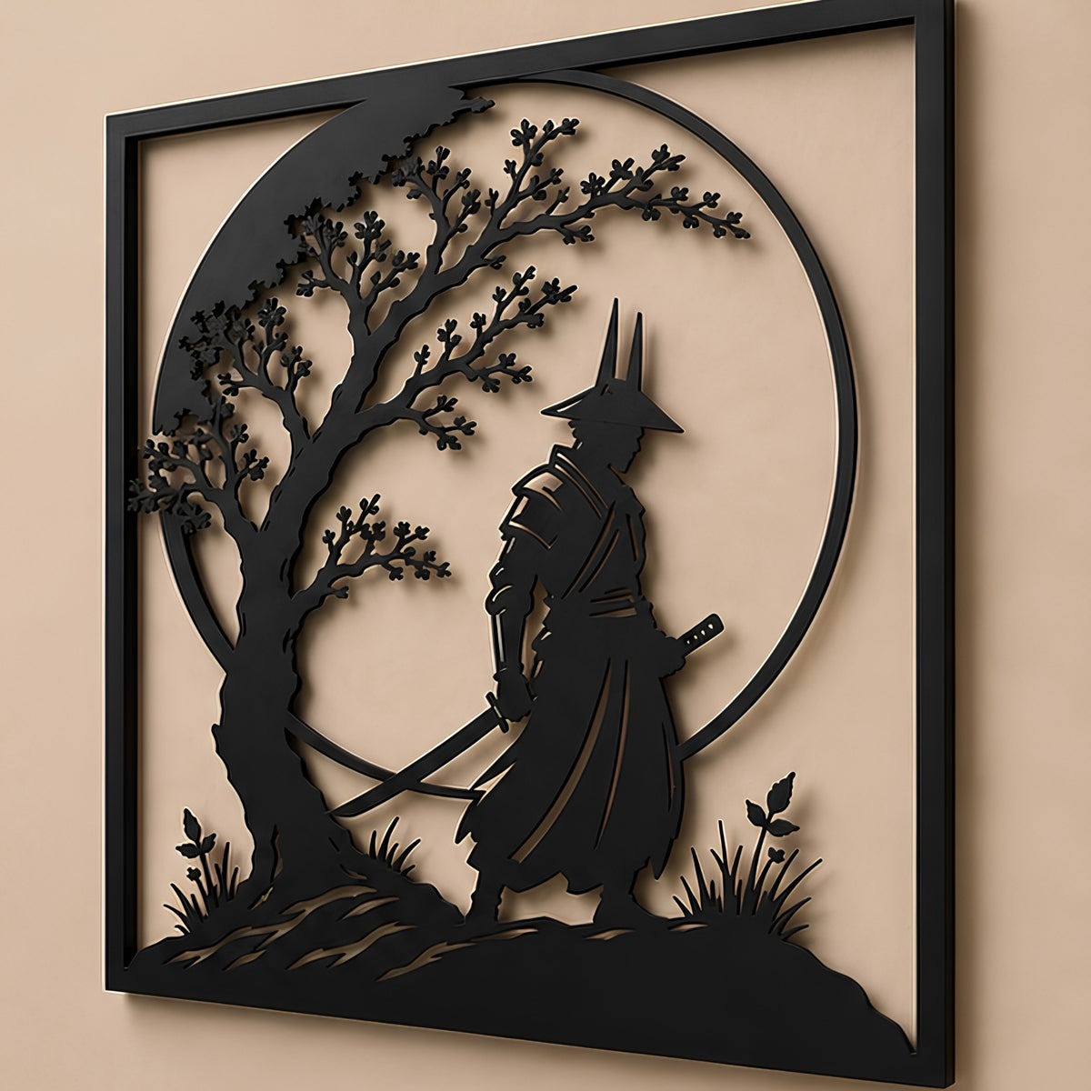SAMURAI & TREE SILHOUETTE WALL DECOR