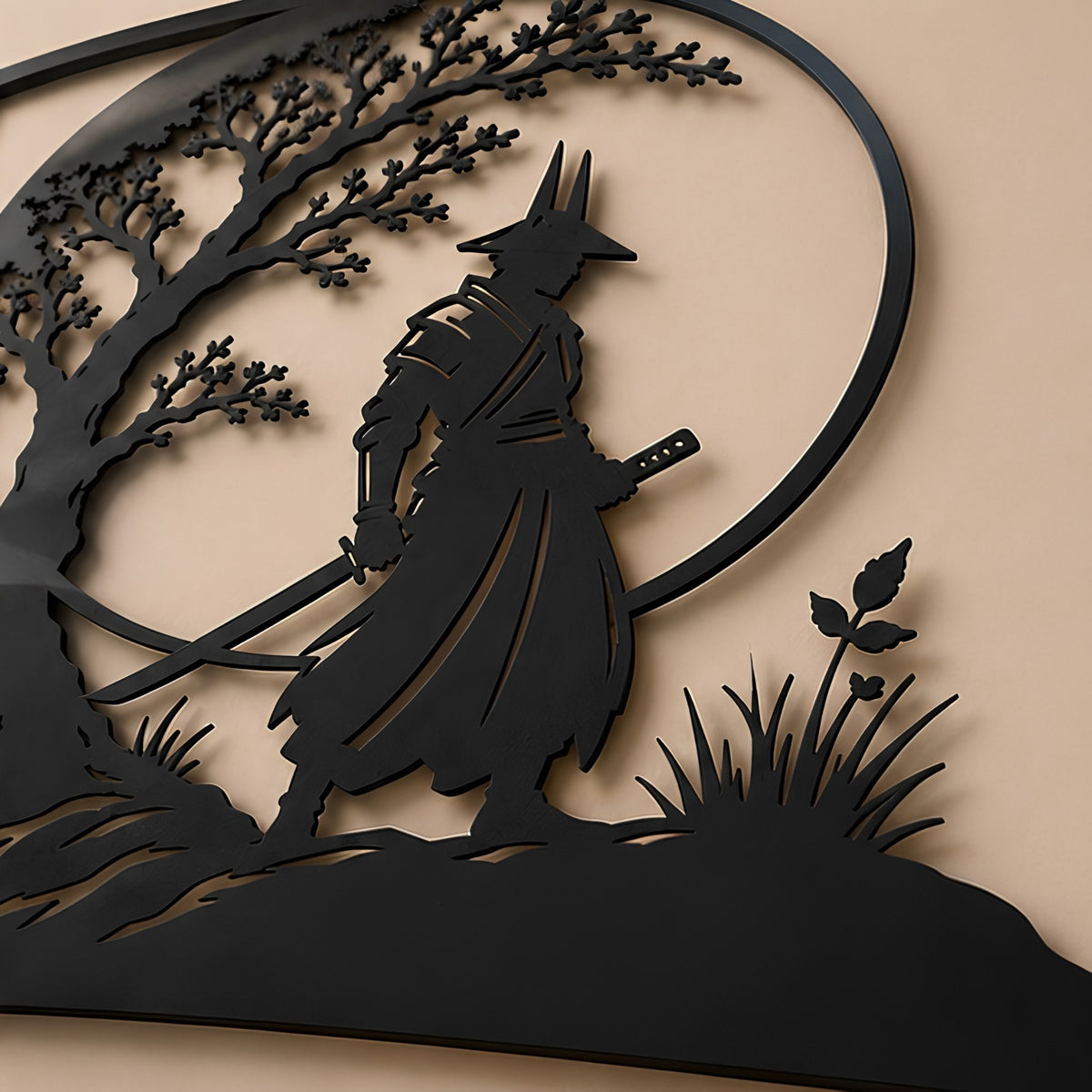SAMURAI & TREE SILHOUETTE WALL DECOR