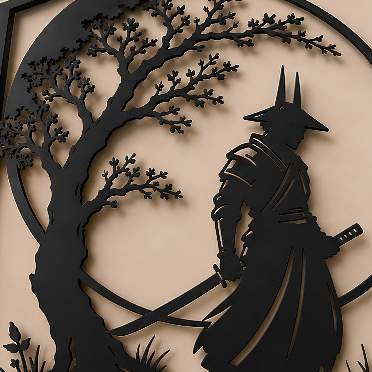 SAMURAI & TREE SILHOUETTE WALL DECOR