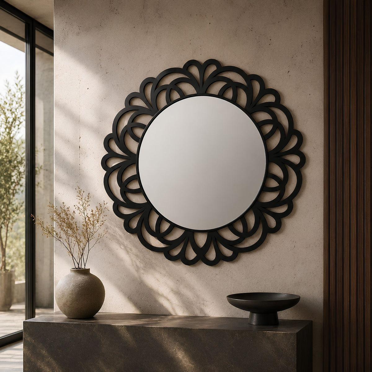 ORNATE PETAL FRAME WALL MIRROR