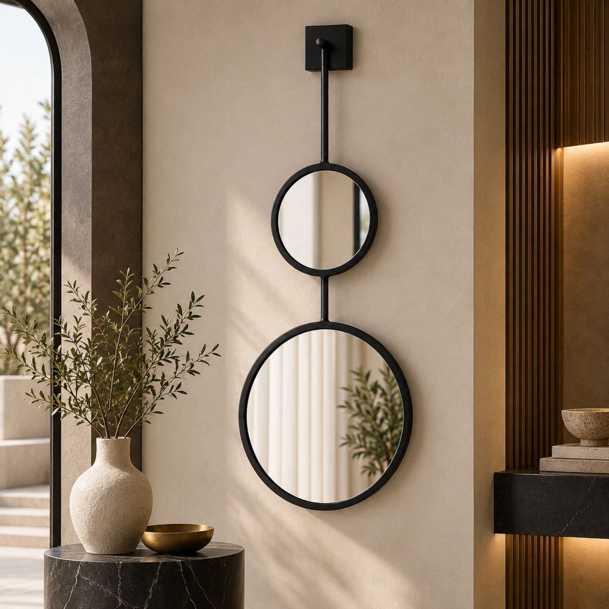 DOUBLE CIRCLE HANGING WALL MIRROR