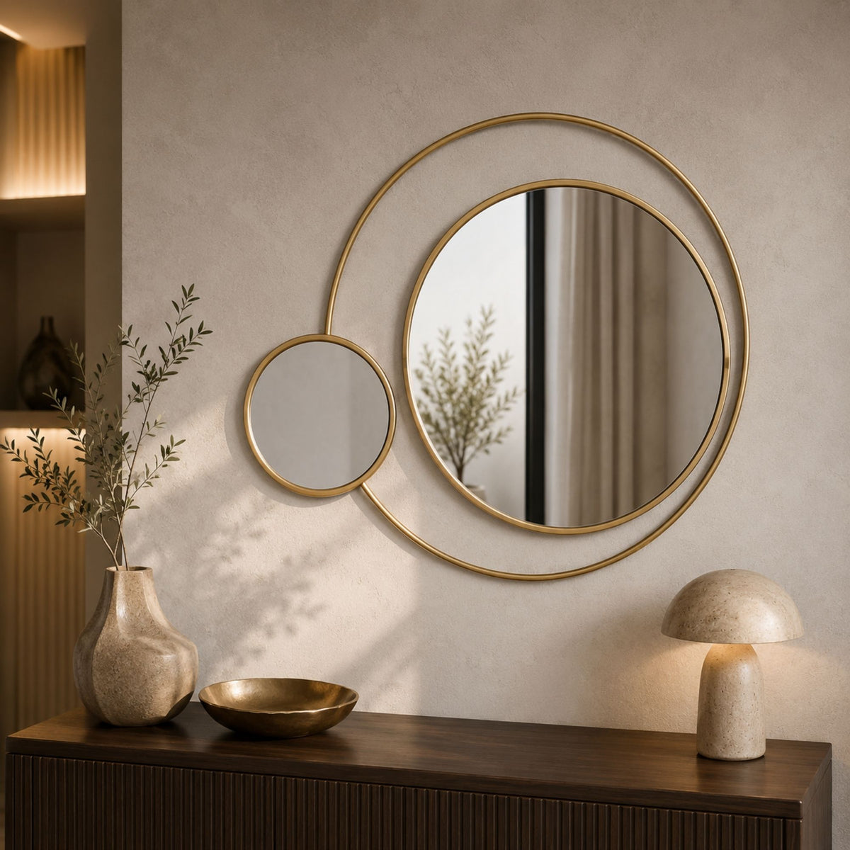 DOUBLE CIRCLE ACCENT WALL MIRROR