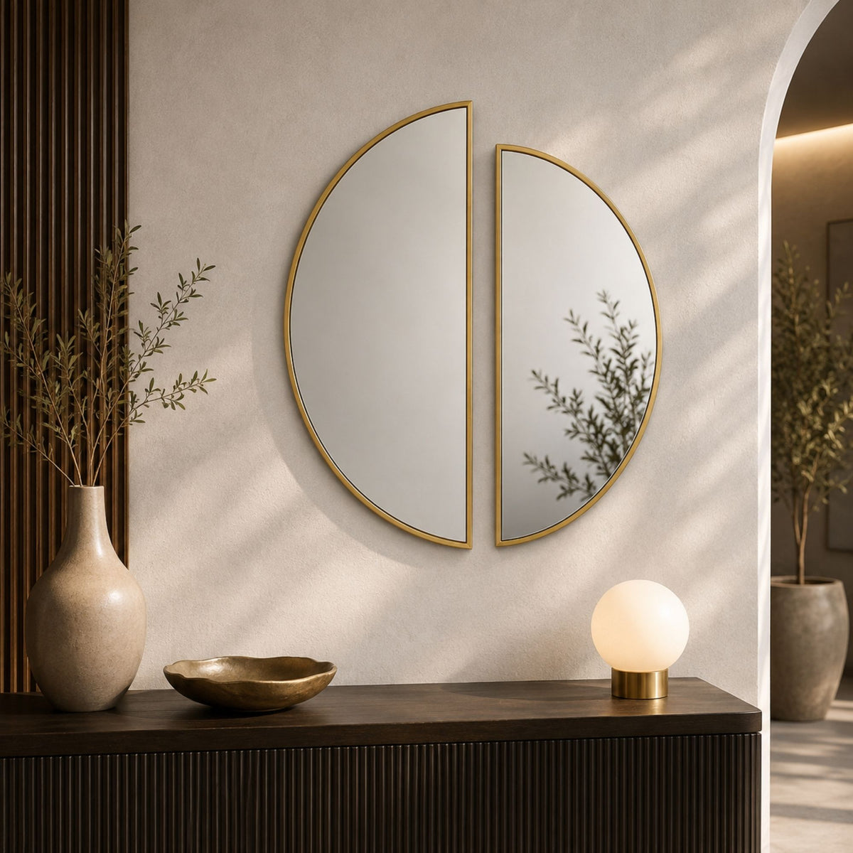 HALF MOON SPLIT WALL MIRROR