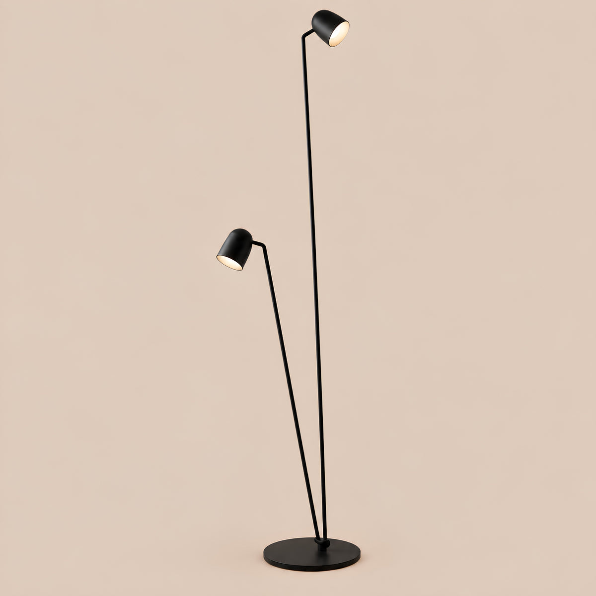 MODERN BLACK DOUBLE-HEAD FLOOR LAMP